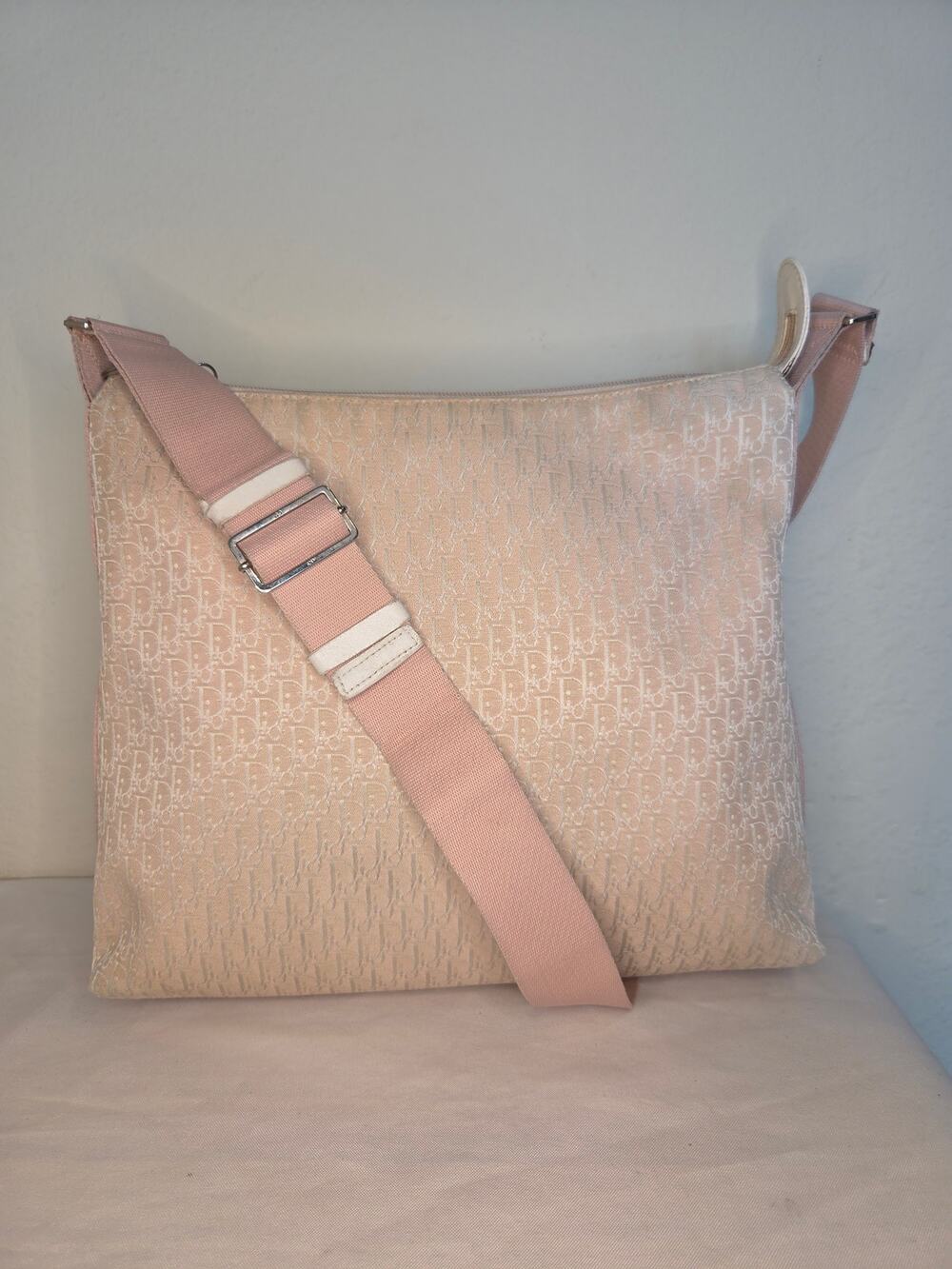 Christian Dior Pink Trotter Oblique Shoulder Bag Logo Strap 01RU 0044 Vintage